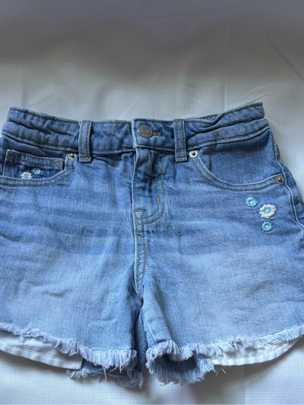 Cat & Jack Light Blue Denim Shorts with Floral Embroidery